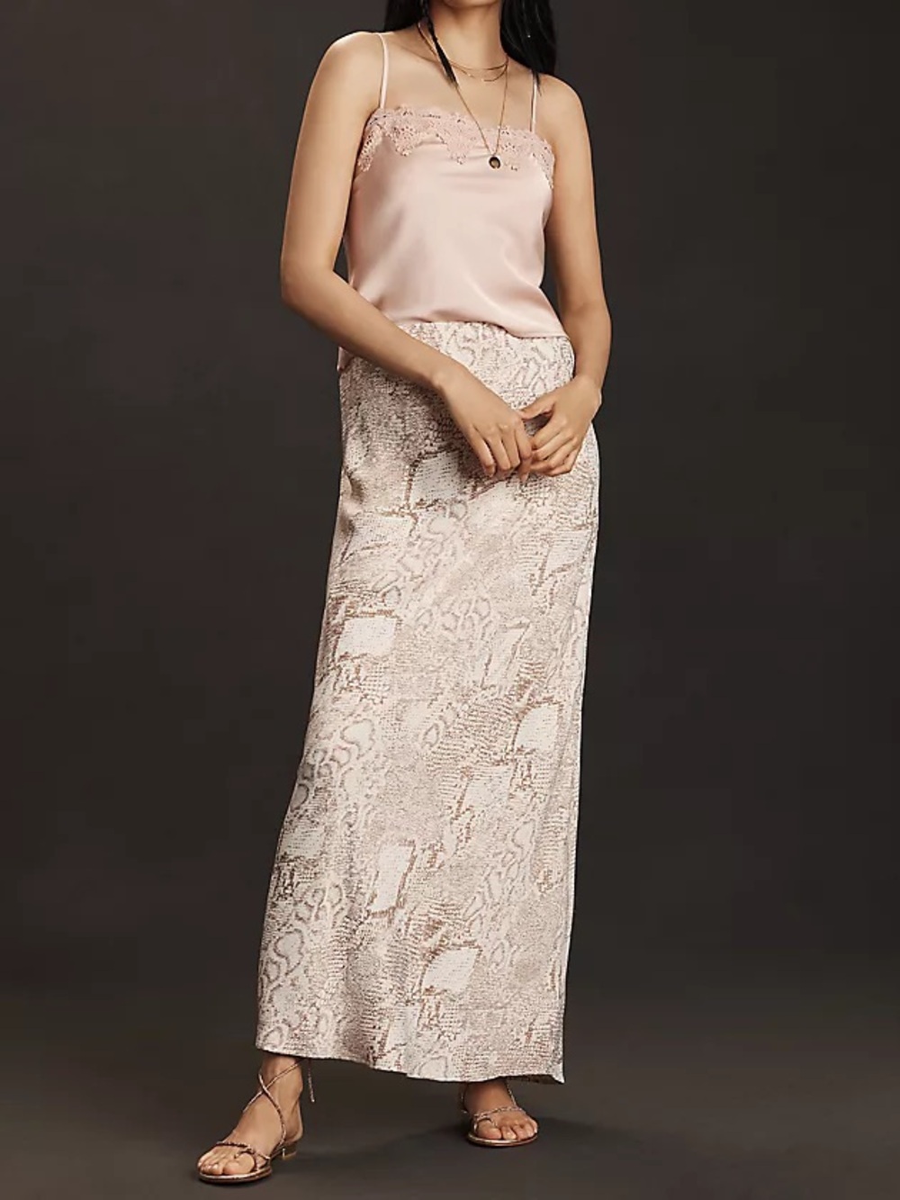 NWT Anthropologie The Tilda snake printed maxi slip skirt